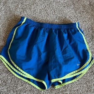 Nike Women's Athletic Shorts in Blue with Yellow Trim
